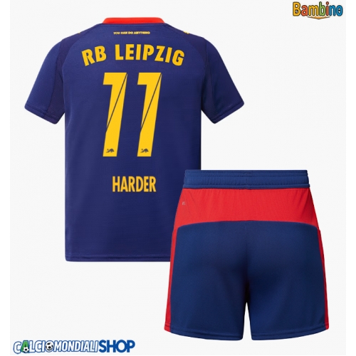 Maglie da calcio RB Leipzig Conrad Harder #11 Seconda Maglia Bambino 2025-26 Manica Corta + Pantaloni corti)